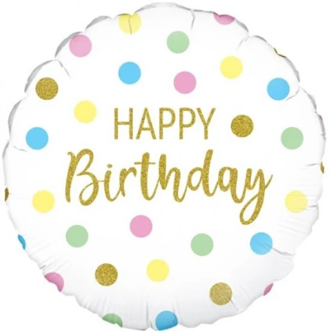 18" Happy Birthday Pastel Foil Balloon