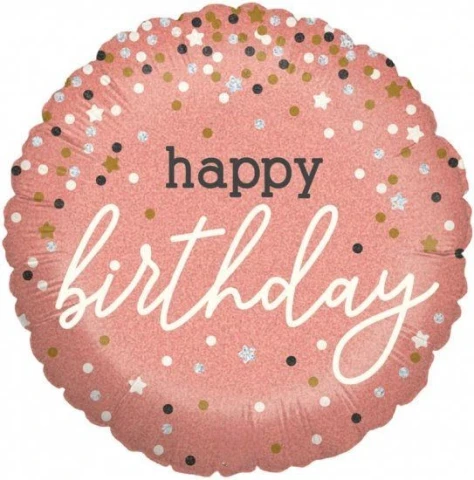 18" Happy Birthday Rose Confetti Foil Balloon