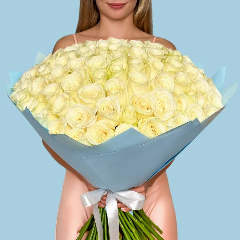 100 Premium White Roses